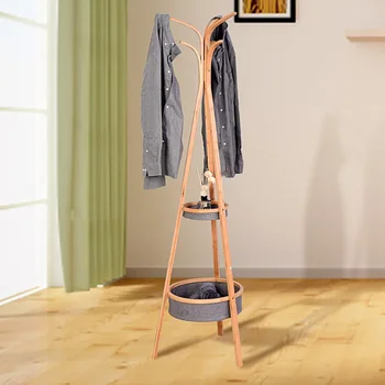 SUGIFT Бамбуковая вешалка для одежды со стеллажом для хранения Гостиная Спальня Φ15,1x66,9 дюймов вешалки для одежды