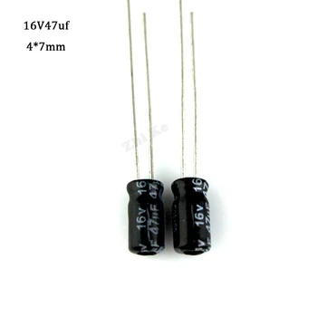 50 шт./лот 47 мкФ 16 В 10 мф 105 С 4x7 мм алюминиевый электролитический конденсатор 16 В 47 мкФ радиальный вывод 50 шт.