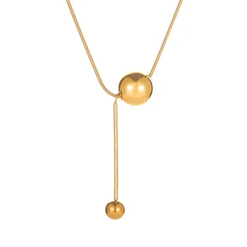 Y-образное ожерелье, шаровой ошейник-чокер, звено цепи из нержавеющей стали, геометрический минимальный подарок для нее