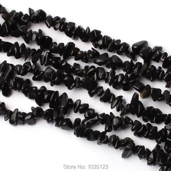 5-8 мм Натуральный черный обломок в форме обсидиана, бусины 