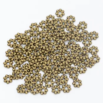 100шт 6 мм Металлические Распорные бусины Для изготовления ювелирных изделий Тибетского Серебра, золота, бронзы, Аксессуары для браслетов 