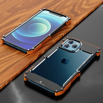 Новый Алюминиевый Чехол-Бампер Для iPhone 14 Pro Max iPhone 14 Металлический Деревянный Чехол Для телефона iPhone 14 Plus С Рамкой
