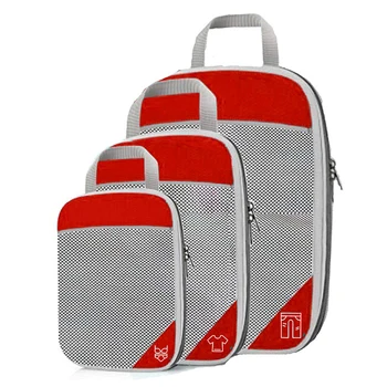 3 шт. Набор Дорожных Сжимаемых сумок для хранения, Портативный Упаковочный Органайзер для багажа, Сетка для Визуального хранения багажа