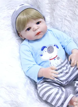 кукла reborn boy 55 см, силикон для всего тела, куклы reborn baby, белокурые куклы Reborn babies, Реалистичные голубые глаза, детские игрушки, Рождество для детей, G
