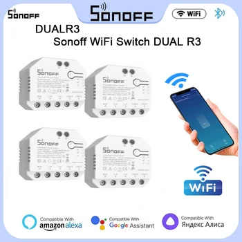 Sonoff WiFi Switch DUAL R3 DIY С Измерением мощности ДВОЙНОЙ Релейный модуль R3 2 Банды Умный Домашний Переключатель Через eWeLink Alexa Google Home