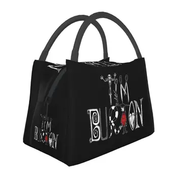 Сумки для ланча с алфавитом Тима Бертона, женские сумки для ланча в готическом стиле на Хэллоуин, Сумка для офиса, коробка для еды на открытом воздухе