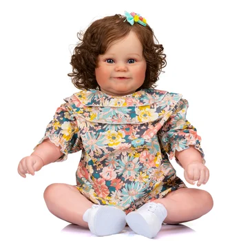 60 см Огромный Размер Maddie Baby Reborn Малыш Популярная Кукла для Девочек с Укоренившимися каштановыми волосами Мягкое Обнимающееся Тело Высококачественная Кукла