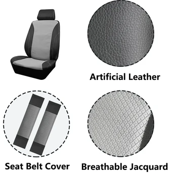 Универсальные дышащие чехлы для передних сидений из жаккарда и искусственной кожи AUTO PLUS, чехлы для автомобильных сидений, чехлы для ремней безопасности, Прямая поставка с фабрики