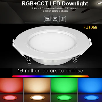 FUT068 6 Вт RGB + CCT светодиодный светильник AC100-240V Круглый умный светодиодный панельный светильник с регулируемой яркостью, совместимый с приложением/2,4 Г Гц RF FUT092 пульт дистанционного управления