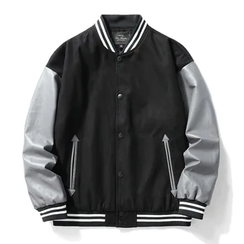Бейсбольная куртка с контрастными карманами со стрелками, Универсальная повседневная и модная мужская куртка 2023 года выпуска