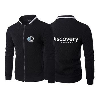 Канал Discovery, Весенне-осенняя мужская повседневная куртка нового стиля, спортивные однотонные пальто на молнии с лацканами, модные
