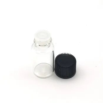 300 шт. Мини 3 мл Прозрачная стеклянная бутылка для эфирного масла с уменьшителем отверстия и крышкой, маленькие флаконы для образцов духов