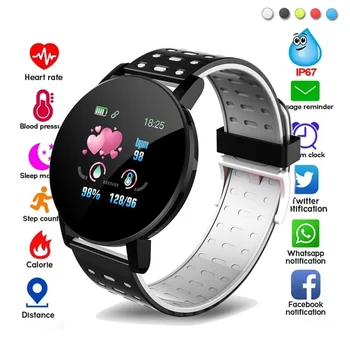 Bluetooth Женские Круглые Смарт-Часы 119plus Android Watch Фитнес-Трекер Reloj Sport Водонепроницаемые Наручные Часы IP67 Для Женщин, Мужской Браслет