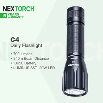 Перезаряжаемый фонарик Nextorch C4 700 Люмен с батареей 18650, Многорежимный для кемпинга, рыбалки, резервного копирования дома, самообороны