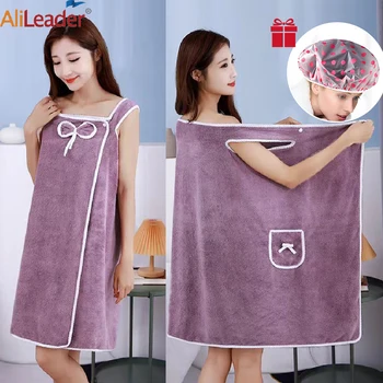 Женское платье-полотенце с запахом для ванны/душа на бретелях, легкие обертывания длиной до колен, обертывание спа-полотенцем для дам