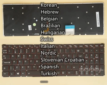 Корейская Иврит Бельгийская Бразильская Венгерская Швейцарская Итальянская клавиатура Nordic Для Lenovo Ideapad Y50 Y50-70 Touch Y70-70 с красной подсветкой