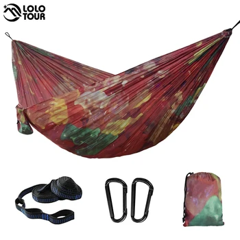 Гамак из разноцветной парашютной ткани с принтом конфет, прочный подвесной для отдыха, для выживания в саду, путешествий, кемпинга, гамак-качели