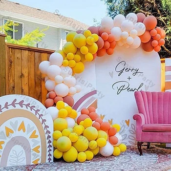 Сделай сам Матовые лимонные воздушные шары, Гирлянда, Арка, украшение для детского душа, Двойной Кремовый Персиковый Коралловый Декор для вечеринки по случаю дня рождения, Свадебные принадлежности
