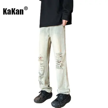 Kakan - Новая Мужская одежда из Потертых Джинсов для Хай-Стрит, Винтажные Джинсы Свободного Кроя с прямыми Штанинами K24-KJ2229