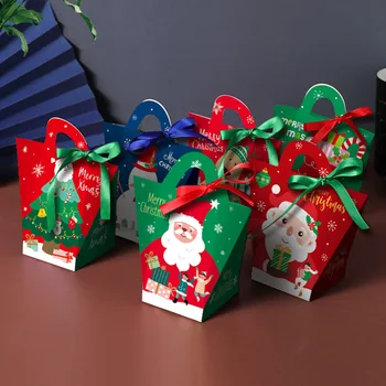 2021 оптовая продажа Коробок для сладостей, упакованных лентой, Изготовленная на заказ Большая Складная Бумажная Рождественская коробка для конфет, Рождественская подарочная упаковка