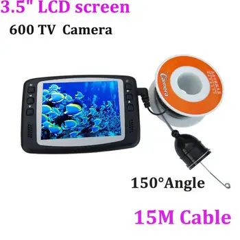 Камера для подводной рыбалки ИК-светодиоды для проверки кабеля длиной 15 м Камера видеонаблюдения с 3,5-дюймовым цветным монитором ночного видения рыболокатор