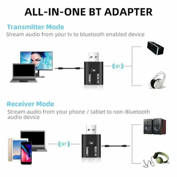 Адаптер приемника USB Bluetooth5.0 AUX 3,5 мм Аудио Беспроводной передатчик, Длительная работа, низкое потребление, Аудиокодек aptX для автомобилей