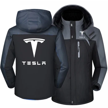 Новые зимние модные мужские флисовые водонепроницаемые куртки с логотипом Tesla, утепленные толстовки на молнии, теплая верхняя одежда высокого качества