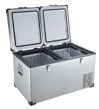Портативный двухзонный холодильник-морозильник Объемом 75 Л Автомобильный холодильник с 12 В Мощностью компрессора для кемпинга на грузовиках