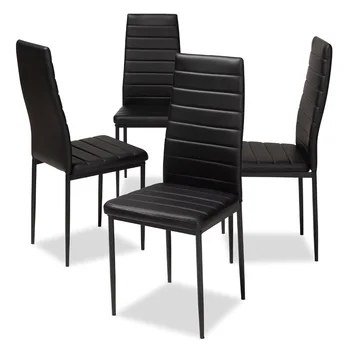 Обеденный стул из искусственной кожи и металла с высокой спинкой -Набор из 4 19,69x19,69x38,58 дюймов