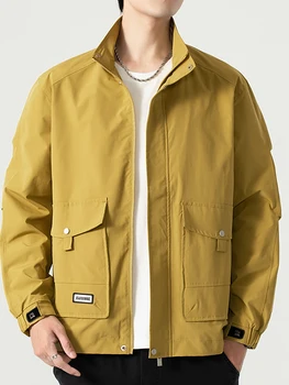 2023 Новая мужская Повседневная куртка Большого размера с увеличенным толстым воротником-стойкой с несколькими карманами, модное весенне-осеннее пальто