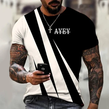Летние мужские футболки оверсайз с 3D принтом, модная мужская уличная одежда в стиле пэчворк с круглым вырезом, повседневная ретро с короткими рукавами