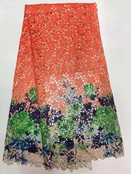 Французская кружевная ткань из полиэстеровой сетки, тюлевая кружевная ткань для свадебного платья.Высококачественная многоцветная гипюровая кружевная ткань с бисером R658