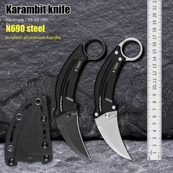 N690 Стальные Тактические Утилиты EDC Ручной Инструмент Открытый Кемпинг Ножи для Самообороны С Фиксированным Лезвием Выживания Охоты Kinfe Karambit Csgo