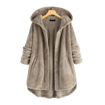 Женский 2021 Новый Зимний Двусторонний бархатный свитер С капюшоном, Модная куртка средней длины для женщин Wm*
