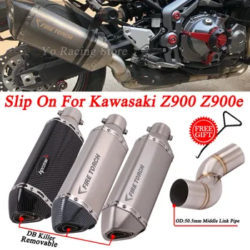 Слипоны Для Kawasaki Z900 Z900E 2020-2021 Годов Выпуска Мотоцикла Escape Модифицированный Moto Echappement Среднее Звено Трубы 51 мм