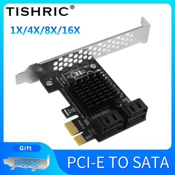 TISHRIC PCIE SATA PCI SATA Контроллер 1X 4X SATA PCI-E Адаптер 6 Гбит/с 4/6/8/10 Слот для карт Интерфейс Поддержка карт расширения SSD