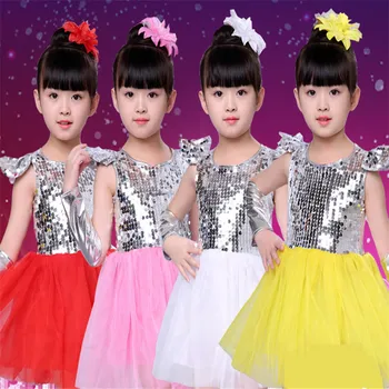 Новое детское платье для джазовых танцев, красные блестки для девочек, современные танцевальные костюмы принцессы для детей, костюм для выступлений на Хэллоуин