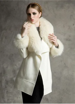 Осенне-зимнее модное новое шерстяное пальто 2023, женское пальто с шерстяным воротником средней длины, корейское шерстяное пальто, женское пальто