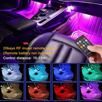 RGB Неоновая светодиодная лента, окружающий свет, музыкальное приложение, пульт дистанционного управления для освещения атмосферы в салоне автомобиля, Декоративный стайлинг автомобиля, 8 цветов