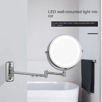 Откидное Зеркало для ванной Комнаты со светодиодной подсветкой, 7-Дюймовое Настенное Двухстороннее Умное Косметическое Зеркало для макияжа