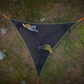 Открытый подвесной гамак для взрослых полевой кемпинг антенна для нескольких человек портативный складной треугольный сетчатый эластичный гамак FULLLOVE