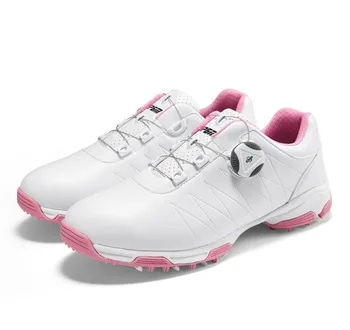 PGM/женские профессиональные нескользящие кроссовки для гольфа без шипов, водонепроницаемая обувь для гольфа с быстрой шнуровкой из микрофибры, женские мягкие дышащие кроссовки для гольфа