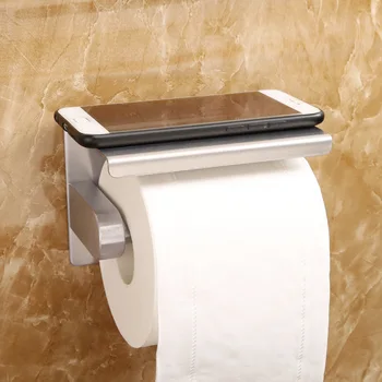 Держатель туалетной бумаги для настенного монтажа, держатель салфеток для ванной комнаты из нержавеющей стали SUS304 с полкой для хранения мобильного телефона, матовый-