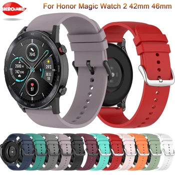 Силиконовый ремешок для Honor Magic Watch 2 42 мм 46 мм Ремешок для Часов Браслет Спортивные Смарт-часы Сменный Ремешок Для Huawei GT GT2 Ремешок