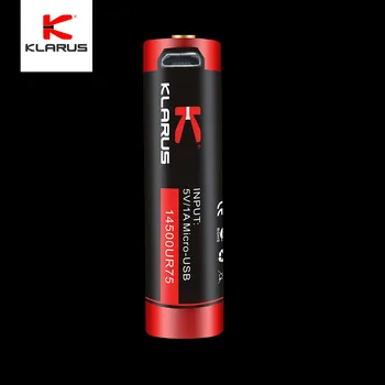 Оригинальный Литий-ионный аккумулятор Klarus 14500 750 мАч для фонарика с зарядкой через Micro-USB, Множественная защита, Дополнительная емкость для светодиодного фонарика