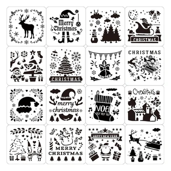 Упаковка из 16 шт., набор маленьких выдалбливаемых рождественских трафаретов для домашних животных, Шаблон граффити для DIY Art Handcraft, Скрапбукинг