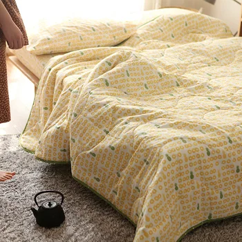 Хлопковый комплект постельного белья comfortabel с мультяшным принтом ананаса, который можно стирать в машине, 3 шт./компл., летнее стеганое одеяло, наволочки 200x240 см