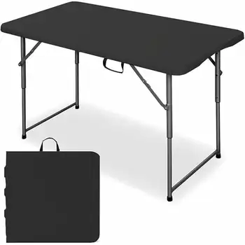 4 фута Портативных пластиковых складных столов для внутреннего и наружного использования, черные Сверхлегкие Складные столы для пешего Туризма, скалолазания, пикника