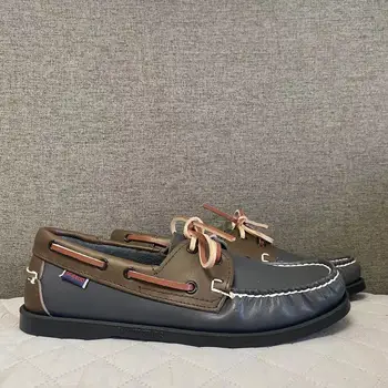 Мужская аутентичная обувь для доков Sebago - премиальные кожаные туфли-лодочки на шнуровке с острым носком AB036