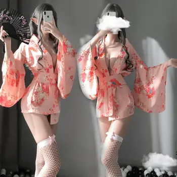 Японское Кимоно Haori с длинным рукавом, женское праздничное платье для Косплея с принтом, летний модный наряд в японском стиле, юбка с бантом